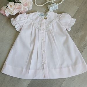 Pink Embroidered Lacey Yoke Daygown Feltman Brothers Newborn Coming Home NWT